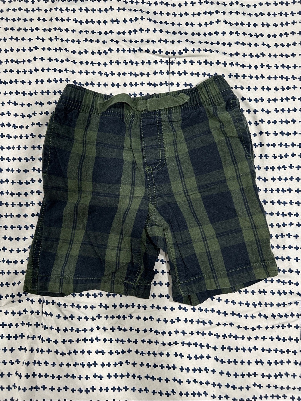 Kids Green Plaid Stretch Shorts